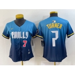 Women's Philadelphia Phillies #7 Trea Turner Number Blue 2024 City Connect Limited Stitched Jersey