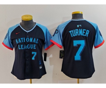 Women's Philadelphia Phillies #7 Trea Turner Number Navy 2024 All Star Limited Stitched Jersey