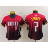 Women's Philadelphia Phillies #7 Trea Turner Number Red 2024 City Connect Limited Jerseys