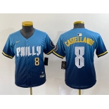 Womens Philadelphia Phillies #8 Nick Castellanos Blue 2024 City Connect Limited Stitched Jersey