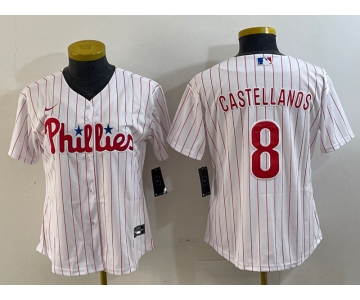 Women's Philadelphia Phillies #8 Nick Castellanos White Cool Base Jersey