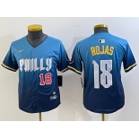 Youth Philadelphia Phillies #18 Johan Rojas Blue 2024 City Connect Limited Stitched Jerseys