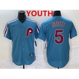 Youth Philadelphia Phillies #5 Bryson Stott Blue Cool Base Stitched Jersey