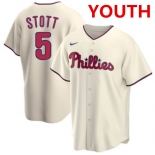 Youth Philadelphia Phillies #5 Bryson Stott Cream Cool Base Stitched Baseball Jersey