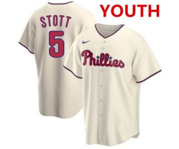 Youth Philadelphia Phillies #5 Bryson Stott Cream Cool Base Stitched Baseball Jersey