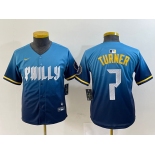 Youth Philadelphia Phillies #7 Trea Turner Blue 2024 City Connect Limited Stitched Jersey