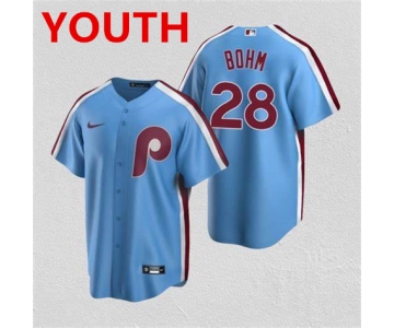 Youth Philadelphia Phillies #8 Alec Bohm Blue Cool Base Nike Jersey