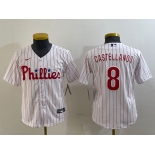 Youth Philadelphia Phillies #8 Nick Castellanos White Cool Base Jersey