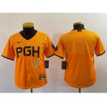 Youth Pittsburgh Pirates Blank Yellow 2023 City Connect Stitched Jersey1