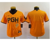 Youth Pittsburgh Pirates Blank Yellow 2023 City Connect Stitched Jersey1