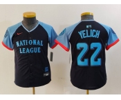 Youth Milwaukee Brewers #22 Christian Yelich Navy 2024 All Star Limited Stitched Jersey