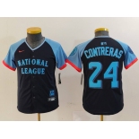 Youth Milwaukee Brewers #24 William Contreras Number Navy 2024 All Star Limited Stitched Jersey