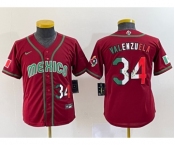 Youth Mexico Baseball #34 Fernando Valenzuela 2023 Red World Classic Stitched Jersey 2