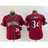 Youth Mexico Baseball #34 Fernando Valenzuela 2023 Red World Classic Stitched Jersey 3