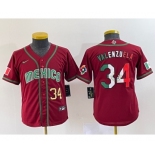 Youth Mexico Baseball #34 Fernando Valenzuela 2023 Red World Classic Stitched Jersey 5