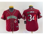 Youth Mexico Baseball #34 Fernando Valenzuela 2023 Red World Classic Stitched Jersey10