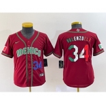 Youth Mexico Baseball #34 Fernando Valenzuela 2023 Red World Classic Stitched Jersey1