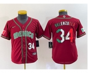 Youth Mexico Baseball #34 Fernando Valenzuela 2023 Red World Classic Stitched Jersey