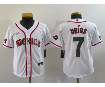 Youth Mexico Baseball #7 Julio Urias 2023 Red World Baseball Classic Stitched Jersey1