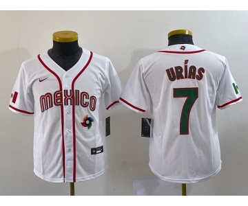 Youth Mexico Baseball #7 Julio Urias 2023 Red World Baseball Classic Stitched Jersey