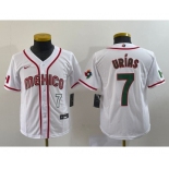 Youth Mexico Baseball #7 Julio Urias Number 2023 Red World Baseball Classic Stitched Jersey 4