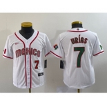 Youth Mexico Baseball #7 Julio Urias Number 2023 Red World Baseball Classic Stitched Jersey 5