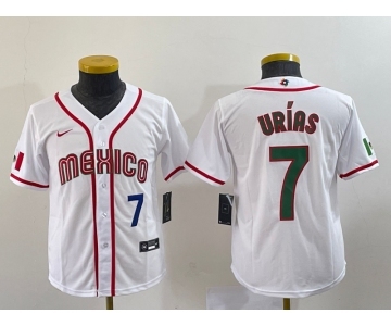 Youth Mexico Baseball #7 Julio Urias Number 2023 Red World Baseball Classic Stitched Jersey 6