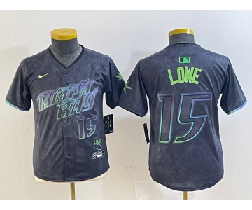 Women's Tampa Bay Rays #15 Josh Lowe Number Charcoal 2024 City Connect Limited Stitched Jersey