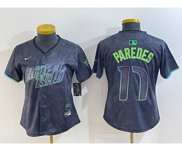 Women's Tampa Bay Rays #17 Isaac Paredes Charcoal 2024 City Connect Limited Cool Base Jersey