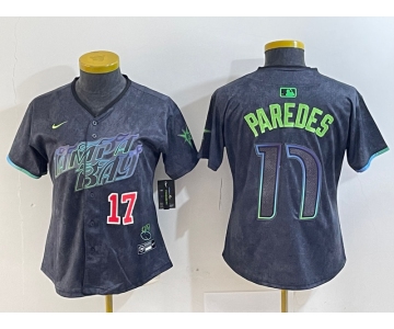 Women's Tampa Bay Rays #17 Isaac Paredes Charcoal 2024 City Connect Limited Cool Base Jerseys