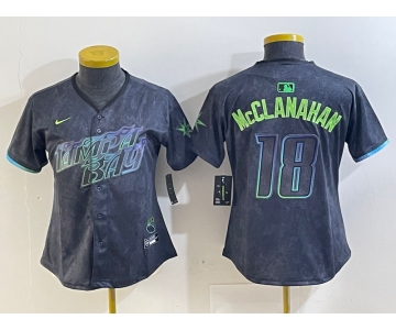 Women's Tampa Bay Rays #18 Shane McClanahan Charcoal 2024 City Connect Limited Stitched Jersey