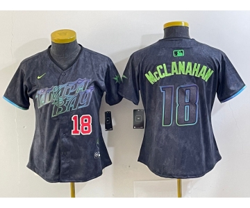 Women's Tampa Bay Rays #18 Shane McClanahan Charcoal 2024 City Connect Player Number Limited Cool Base Jerseys