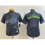 Women's Tampa Bay Rays #18 Shane McClanahan Number Charcoal 2024 City Connect Limited Stitched Jersey