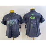 Women's Tampa Bay Rays #2 Yandy Diaz Charcoal 2024 City Connect Limited Cool Base Jersey