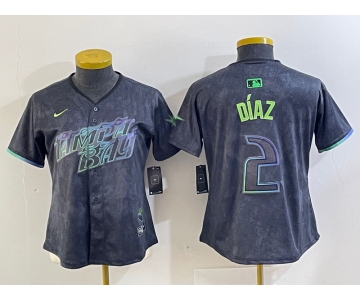 Women's Tampa Bay Rays #2 Yandy Diaz Charcoal 2024 City Connect Limited Cool Base Jersey