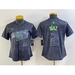 Women's Tampa Bay Rays #2 Yandy Diaz Charcoal 2024 City Connect Player Number Limited Cool Base Jersey