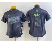 Women's Tampa Bay Rays #2 Yandy Diaz Charcoal 2024 City Connect Player Number Limited Cool Base Jersey