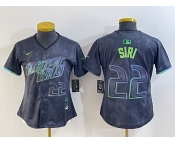 Women's Tampa Bay Rays #22 Jose Siri Number Charcoal 2024 City Connect Limited Stitched Jersey