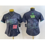 Women's Tampa Bay Rays #22 Jose Siri Number Charcoal 2024 City Connect Limited Stitched Jerseys