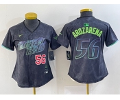 Women's Tampa Bay Rays #56 Randy Arozarena Number Charcoal 2024 City Connect Limited Stitched Jerseys