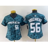 Women's Tampa Bay Rays #56 Randy Arozarena Number Teal 2023 All Star Cool Base Stitched Jersey