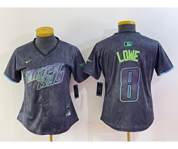 Women's Tampa Bay Rays #8 Brandon Lowe Charcoal 2024 City Connect Limited Cool Base Jersey