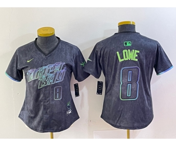 Women's Tampa Bay Rays #8 Brandon Lowe Charcoal 2024 City Connect Player Number Limited Cool Base Jersey