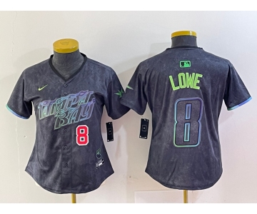 Women's Tampa Bay Rays #8 Brandon Lowe Charcoal 2024 City Connect Player Number Limited Cool Base Jerseys