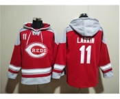 Men's Cincinnati Reds #11 Barry Larkin Red Ageless Must-Have Lace-Up Pullover Hoodie