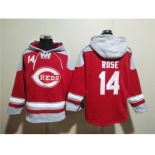 Men's Cincinnati Reds #14 Pete Rose Red Ageless Must-Have Lace-Up Pullover Hoodie