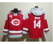 Men's Cincinnati Reds #14 Pete Rose Red Ageless Must-Have Lace-Up Pullover Hoodie