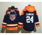 Men's Detroit Tigers #24 Miguel Cabrera Navy Orange Lace-Up Pullover Hoodie