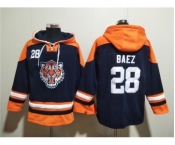 Men's Detroit Tigers #28 Javier Báez Navy Lace-Up Pullover Hoodie