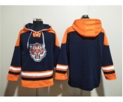 Men's Detroit Tigers Blank Navy Lace-Up Pullover Hoodie